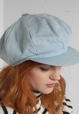 Vintage 8 Panal Womens Flat Cap Hat Blue