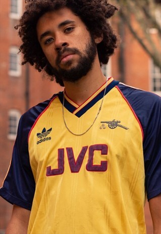 VINTAGE ADIDAS ARSENAL FOOTBALL SHIRT IN YELLOW AND NAVY
