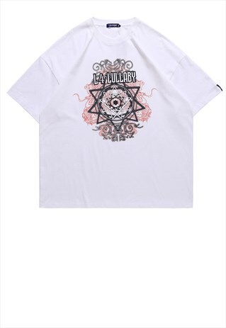 LULLABY T-SHIRT Y2K TEE GOTHIC SLOGAN TOP IN WHITE