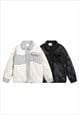 PATCHWORK BOMBER QUILTED UTILITY JACKET WINTER COAT IN WHITE
