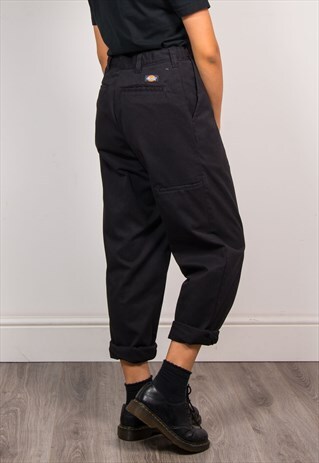 DICKIES VTG 90'S REWORK HIGH WAIST TAPERED BLACK TROUSERS