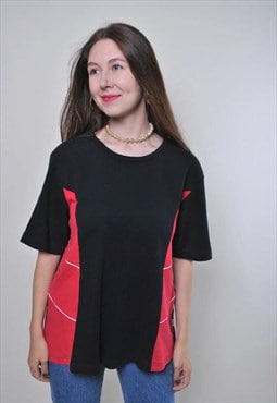 Vintage 90s athletic black tshirt, oversized tee