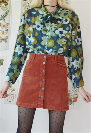 VINTAGE PUSSY BOW BLOUSE FLORAL PRINT