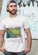 Abstract image white crew neck t-shirt 