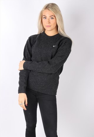 VINTAGE NIKE JUMPER BLACK SWEATER SWEATSHIRT SMALL 8 10 90S