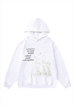 Punk hoodie abstract pullover raver top Gothic slogan jumper