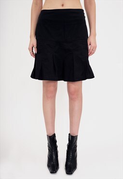 Vintage Y2K Black Midi Tie Back Skirt
