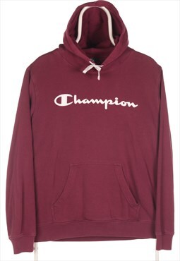 Vintage Champion - Red Spellout Hoodie - Small