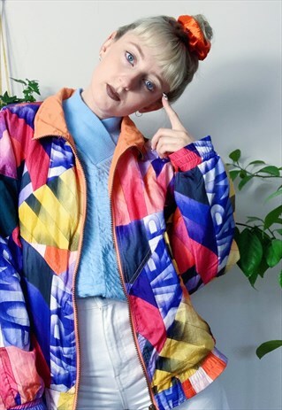 90S VINTAGE RETRO PATTERNED PUMA WINDBREAKER SHELL JACKET