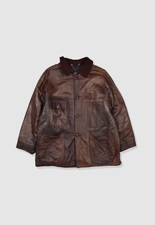 VINTAGE 1980S CP COMPANY LEATHER JACKET IN BROWN
