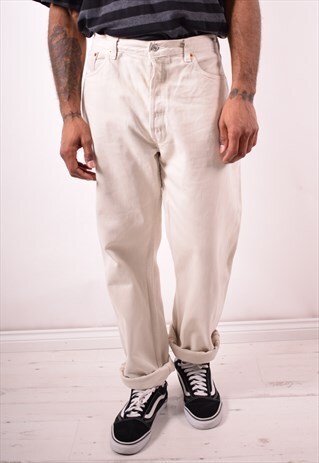 LEVI'S 501 MENS VINTAGE JEANS W38 L32 BEIGE 90S