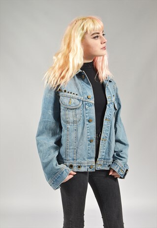 VINTAGE MID BLUE DENIM EYELET JACKET