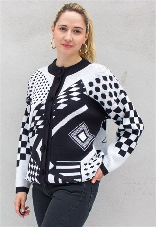 VINTAGE 90'S CRAZY PRINT CARDIGAN