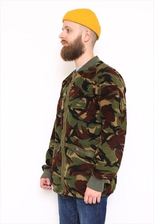 VINTAGE ARMY CAMO PRINT FLEECE JACKET