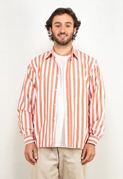 Vintage 80's Men Long Sleeve Shirt in Orange