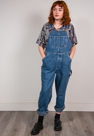 90'S VINTAGE GRUNGE BLUE DENIM DUNGAREES