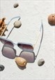 BLUE ROUNDED SQUARE SCREW DETAIL SUNGLASSES