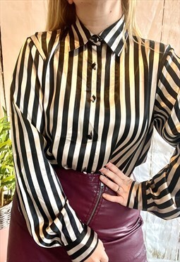 Vintage Black & White Striped Beetlejuice 80's Shirt