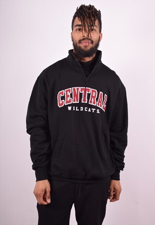 CHAMPION MENS VINTAGE SWEATSHIRT JUMPER LARGE BLACK 90'S
