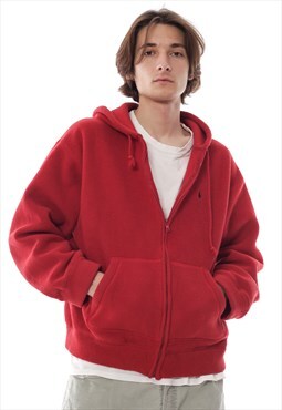 Vintage POLO RALPH LAUREN Fleece Hoodie Jacket 90s Red
