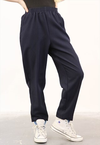 VINTAGE 1990S NAVY BLUE HIGH-WAISTED TROUSER