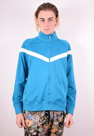 NIKE MENS VINTAGE TRACKSUIT TOP JACKET MEDIUM BLUE 90S