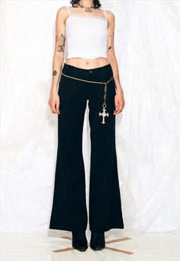 Vintage Y2K Techwear Trousers in Black Wide-leg Cyber Grunge