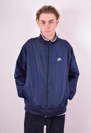 NIKE MENS VINTAGE REVERSIBLE JACKET LARGE WHITE CHECK 90'S