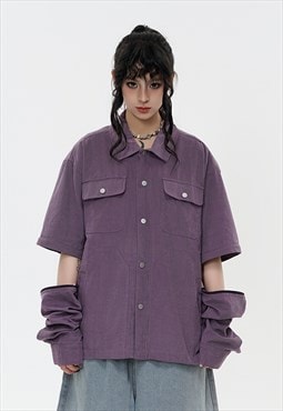 Detachable shirt detachable sleeves blouse grunge top purple