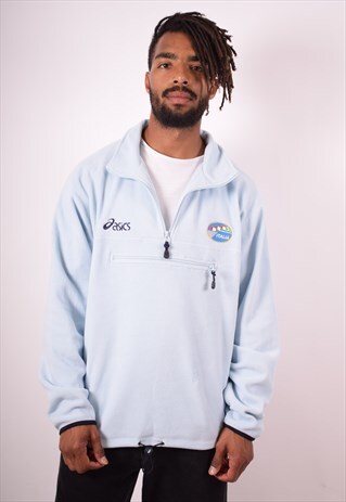 ASICS MENS VINTAGE FLEECE JUMPER XXL BLUE 90S