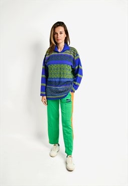 80s jumper women's blue green vintage 90s Christmas sweater