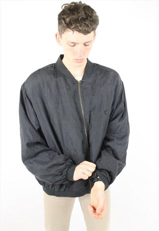VINTAGE BLACK 90'S SILK BOMBER JACKET