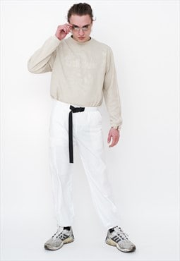 Vintage 90s belted joggers in white