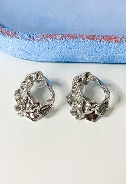 Molton Silver Cut Out Stud Earrings