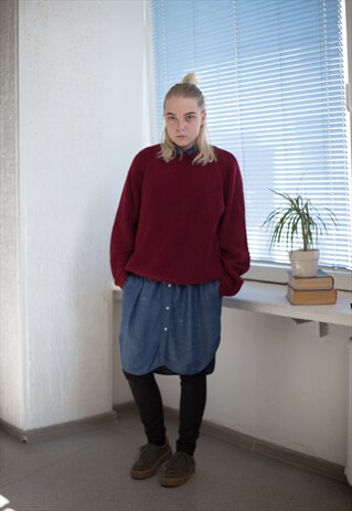 VINTAGE 80'S BURGUNDY JUMPER