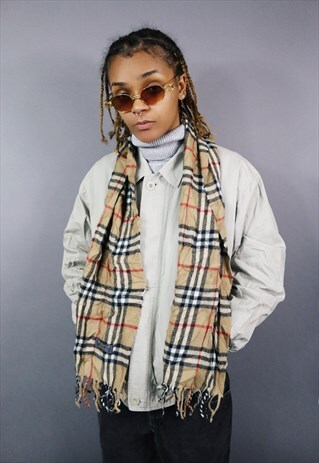 VINTAGE BURBERRY CASHMERE NOVA CHECK SCARF