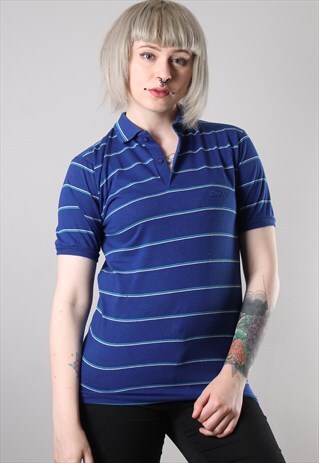 VINTAGE SLAZENGER STRIPED POLO SHIRT MEDIUM