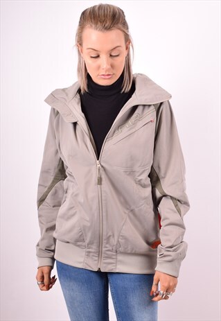 NIKE WOMENS VINTAGE HOODIE JACKET MEDIUM BEIGE 90S