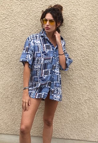PATTERNED OVERSIZED RETRO VINTAGE UNISEX FESTIVAL SHIRT