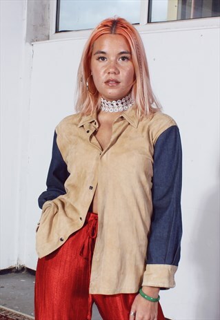 VINTAGE DOLCE & GABBANA TAN AND BLUE SHIRT