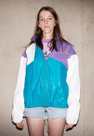 90S SUPER FANCY VINYL RAINBOW WATERPROOF WINDBREAKER JACKET