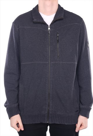 VINTAGE CALVIN KLEIN - GREY ZIPPED JUMPER - XLARGE