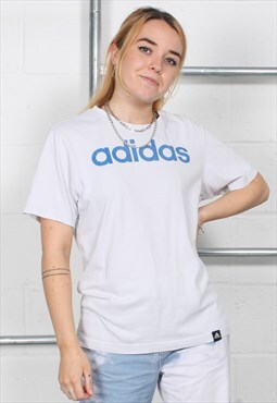 Vintage Adidas Basic Crewneck T-Shirt in White w Logo Small