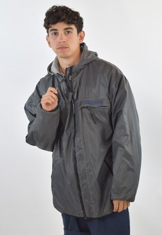 VINTAGE 90S GREY CHAMPION REVERSIBLE PARKA JACKET
