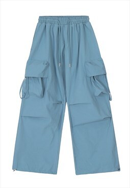 Cargo pocket joggers skater pants raver trousers in blue 