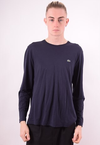 LACOSTE MENS VINTAGE TOP LONG SLEEVE MEDIUM NAVY BLUE 90S