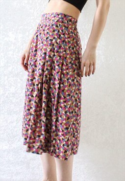 Vintage Skirt Pink Brown T304.1 Size S