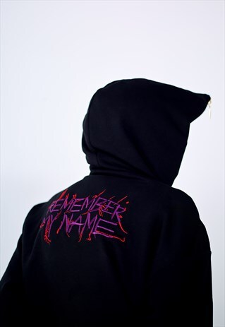 REMEMBER MY NAME - BLACK OVERSIZED FULL ZIP HOODIE