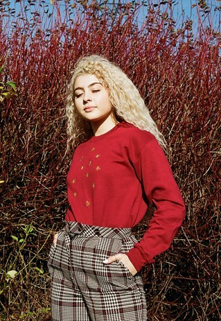 OVERSIZED UNISEX SWEATSHIRT IN BURGUNDY WITH BEE EMBROIDERY