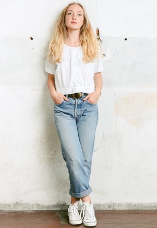 VINTAGE 70S EMBROIDERED CROPPED SHIRT